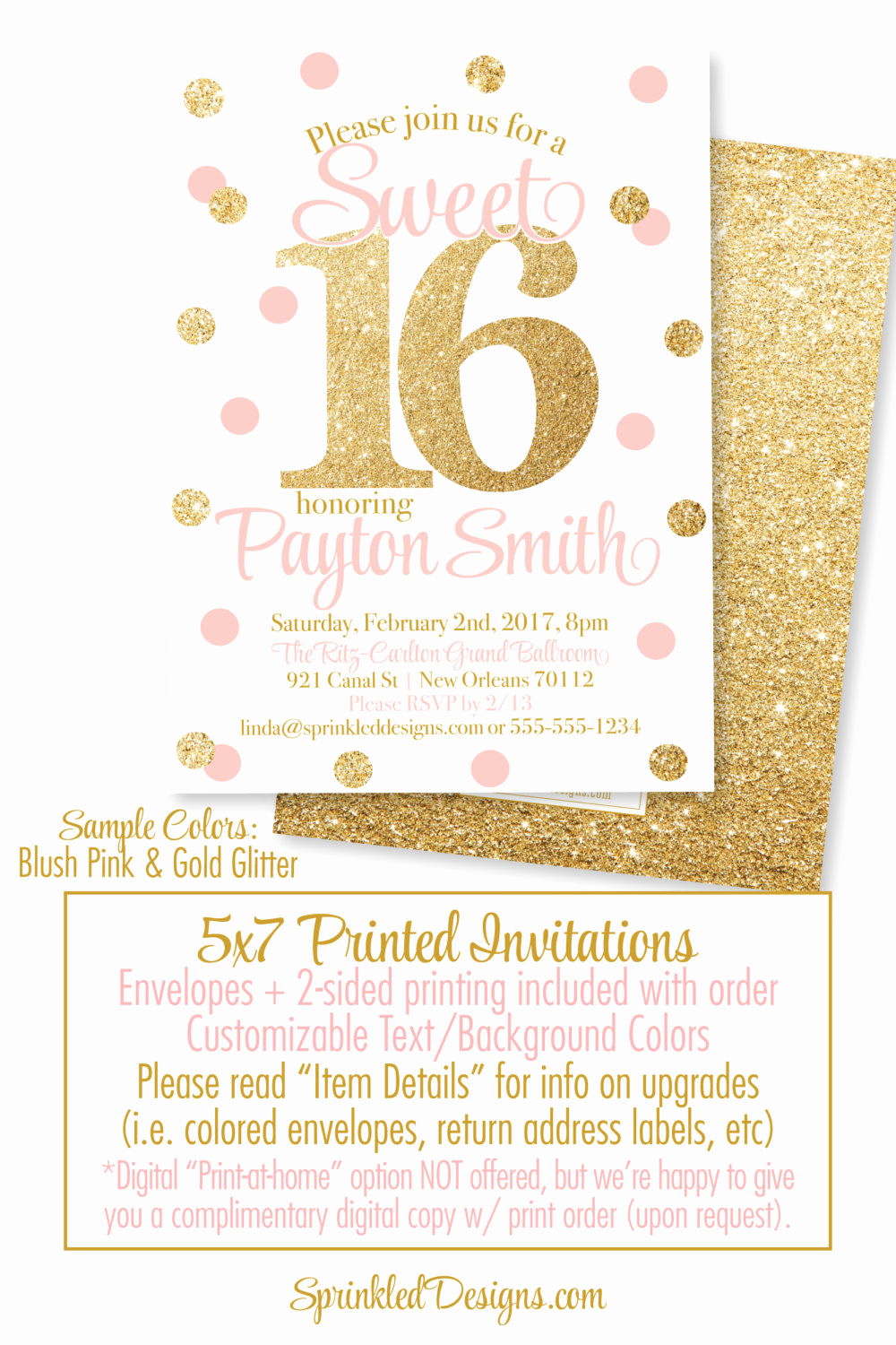 Sweet Sixteen Invitation Wording Awesome Sweet 16 Invitations Pink and Gold Glitter Sweet Sixteen