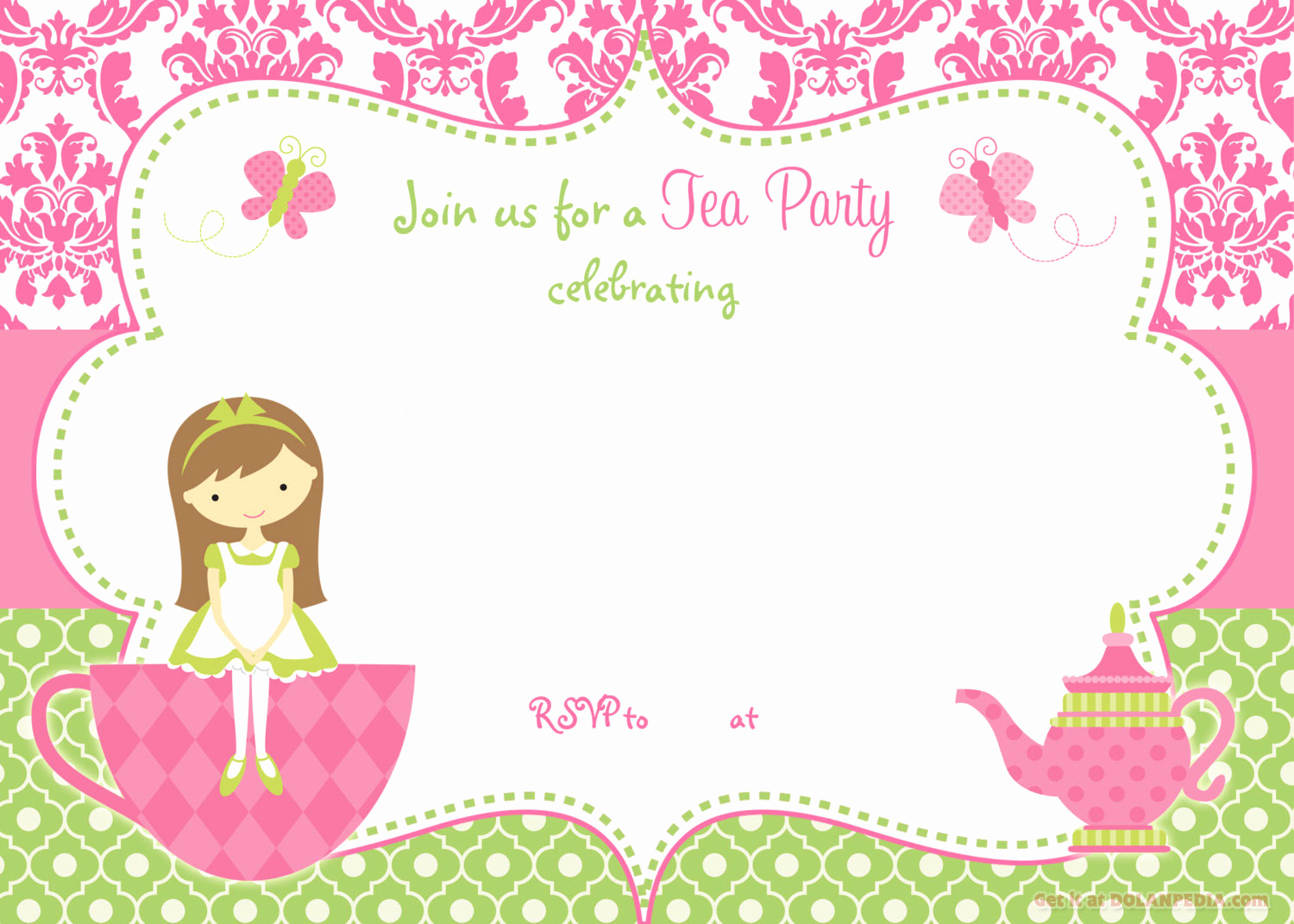 Tea Party Invitation Templates Beautiful Free Printable Tea Party Invitation Template for Girl