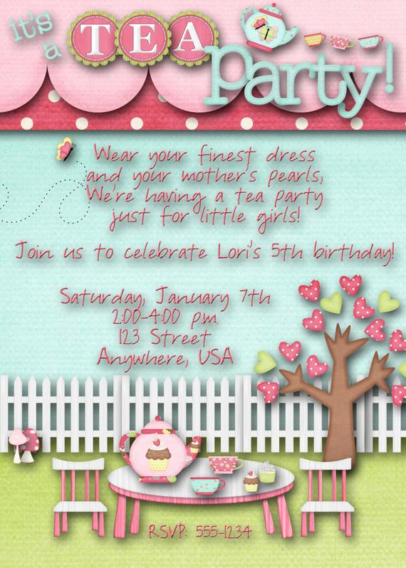 Tea Party Invitation Wording Inspirational Tea Party Birthday Party Invitation