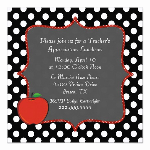 Teacher Appreciation Lunch Invitation Inspirational Stylish Polka Dot Teacher S Luncheon Invitation