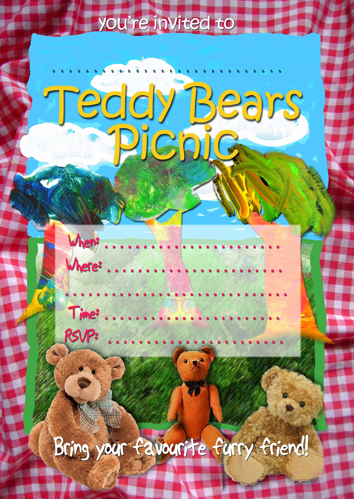 Teddy Bear Picnic Invitation Inspirational Free Kids Party Invitations Teddy Bears Picnic Invitation