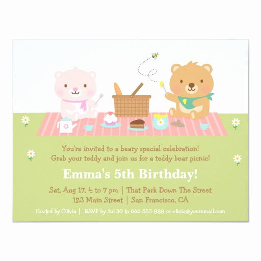 Teddy Bears Picnic Invitation Elegant Cute Teddy Bear Picnic Birthday Party Invitations