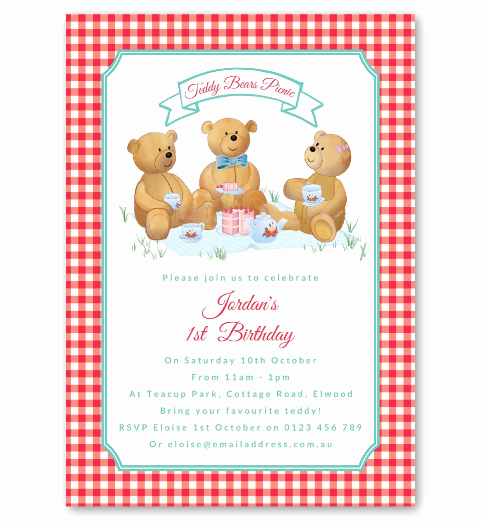 Teddy Bears Picnic Invitation Lovely Gender Neutral Teddy Bears Picnic Invitation