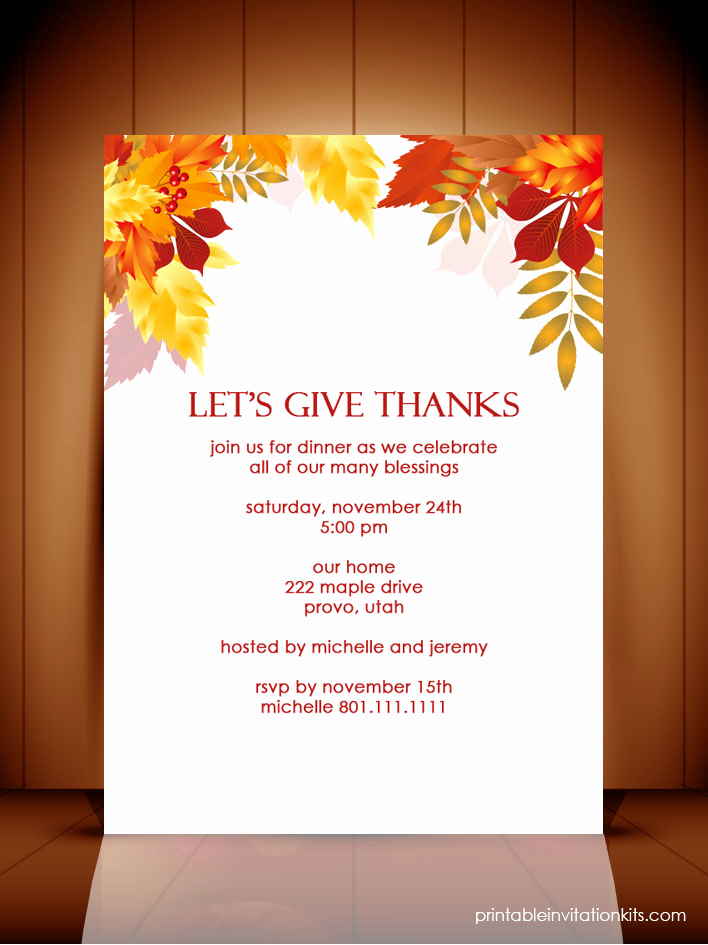 Thanksgiving Invitation Templates Free Word Awesome Thanksgiving Dinner Autumn Invitation Template ← Wedding