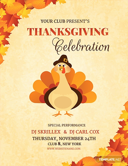 Thanksgiving Invitation Templates Free Word Elegant Free Dj Thanksgiving Flyer Template Download 1423 Flyers