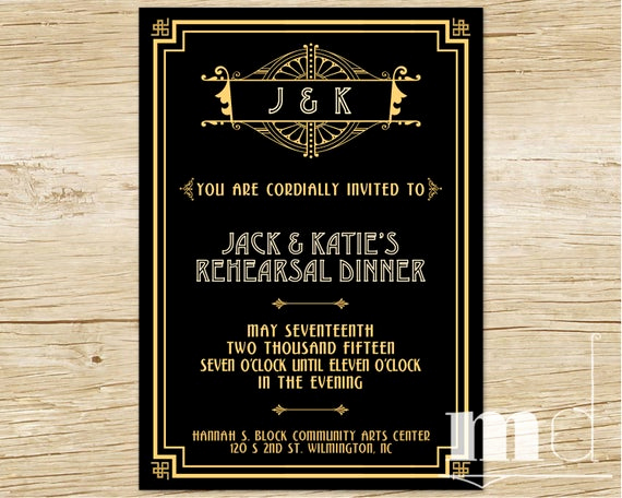 The Great Gatsby Invitation Luxury Great Gatsby Rehearsal Dinner Invitation Gatsby Wedding