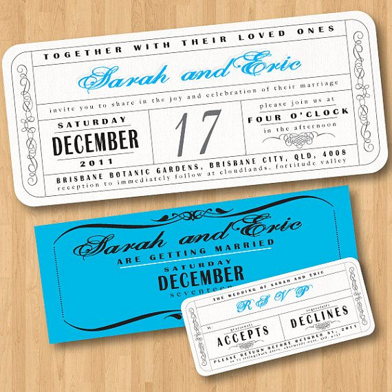 Ticket Invitation Template Free Unique Vintage Wedding Ticket Style Invitations Diy Set