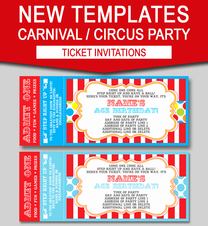 Ticket Invitation Templates Free Inspirational Editable Carnival Ticket Invitations