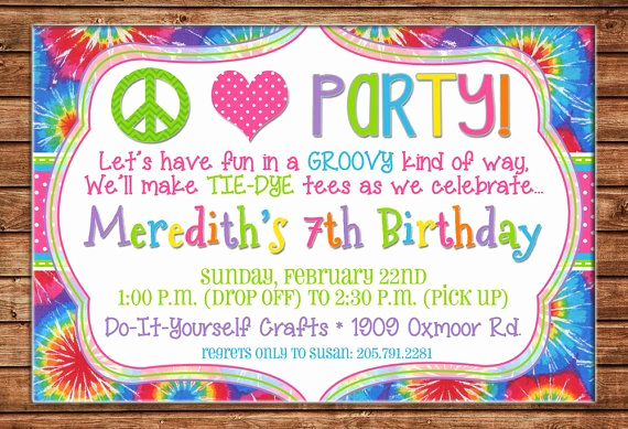 Tie Dye Invitation Template Free Awesome Free Printable Tie Dye Birthday Party Invitations Template