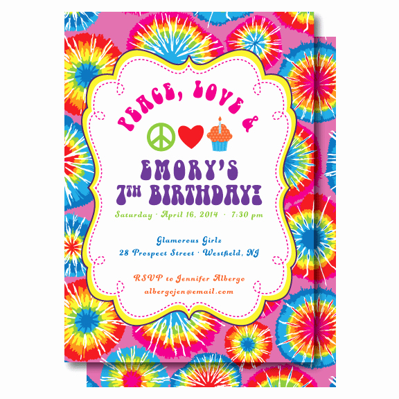Tie Dye Invitation Template Free Beautiful Free Printable Tie Dye Birthday Party Invitations Template