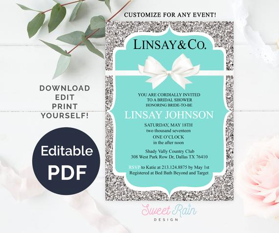 Tiffany and Co Invitation Template Lovely Personalized Tiffany Invitation Template Breakfast Tiffanys