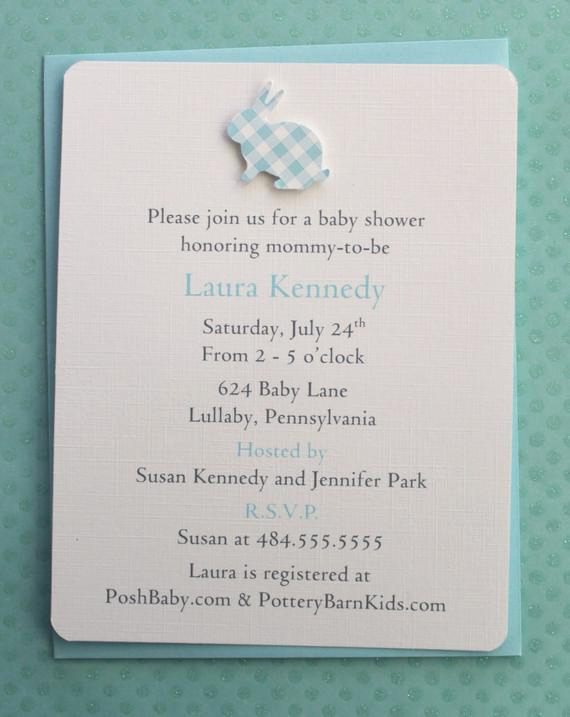 Tiffany Blue Baby Shower Invitation Inspirational Tiffany Blue Gingham Baby Shower Invitations Bunny by