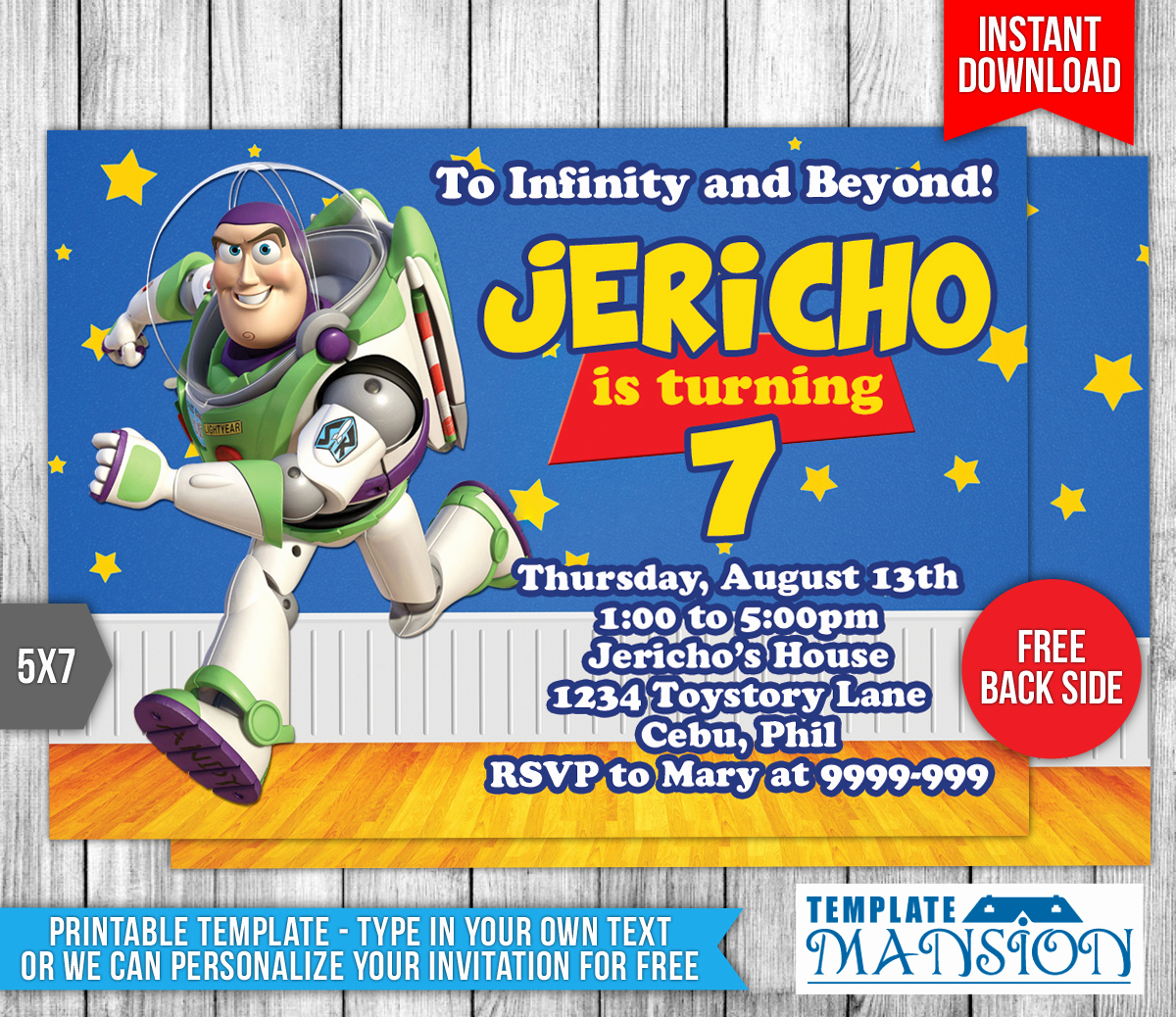 Toy Story Invitation Templates New Buzz Lightyear toy Story Birthday Invitation by