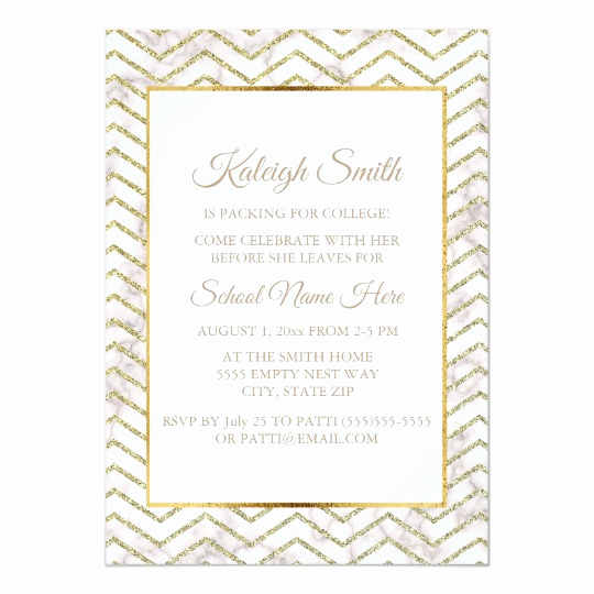 Trunk Party Invitation Templates Beautiful Gold and White Trunk Party &quot; F to College&quot; Invite