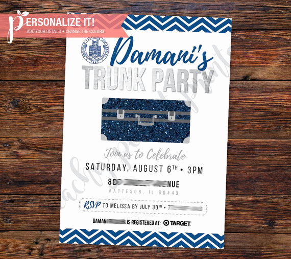 trunk party invitation going away