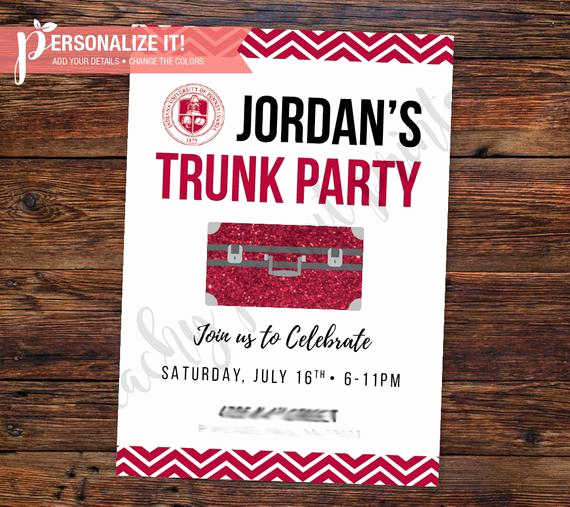 Trunk Party Invitation Templates New Trunk Party Invitation Going Away College by