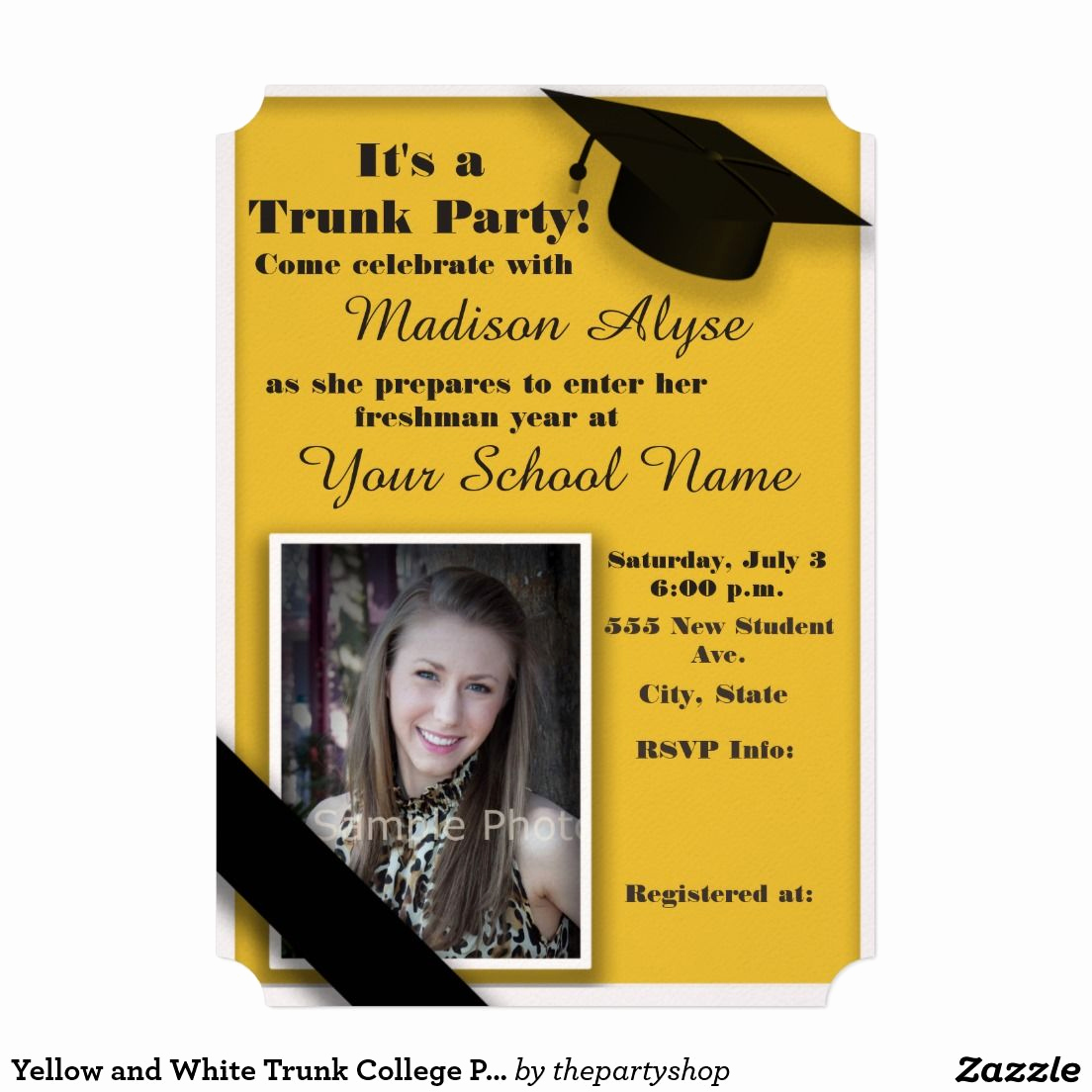 Trunk Party Invitation Wording Elegant Yellow and White Trunk College Party Invitation