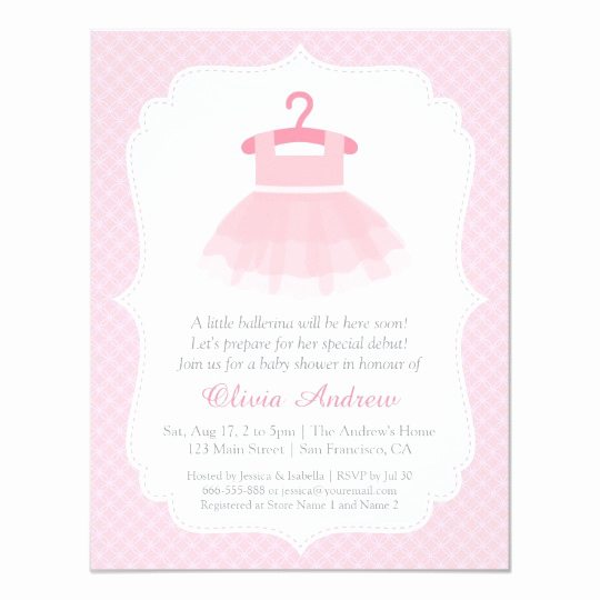 Tutu Baby Shower Invitation New Pink Tutu Ballerina Girl Baby Shower Invitations
