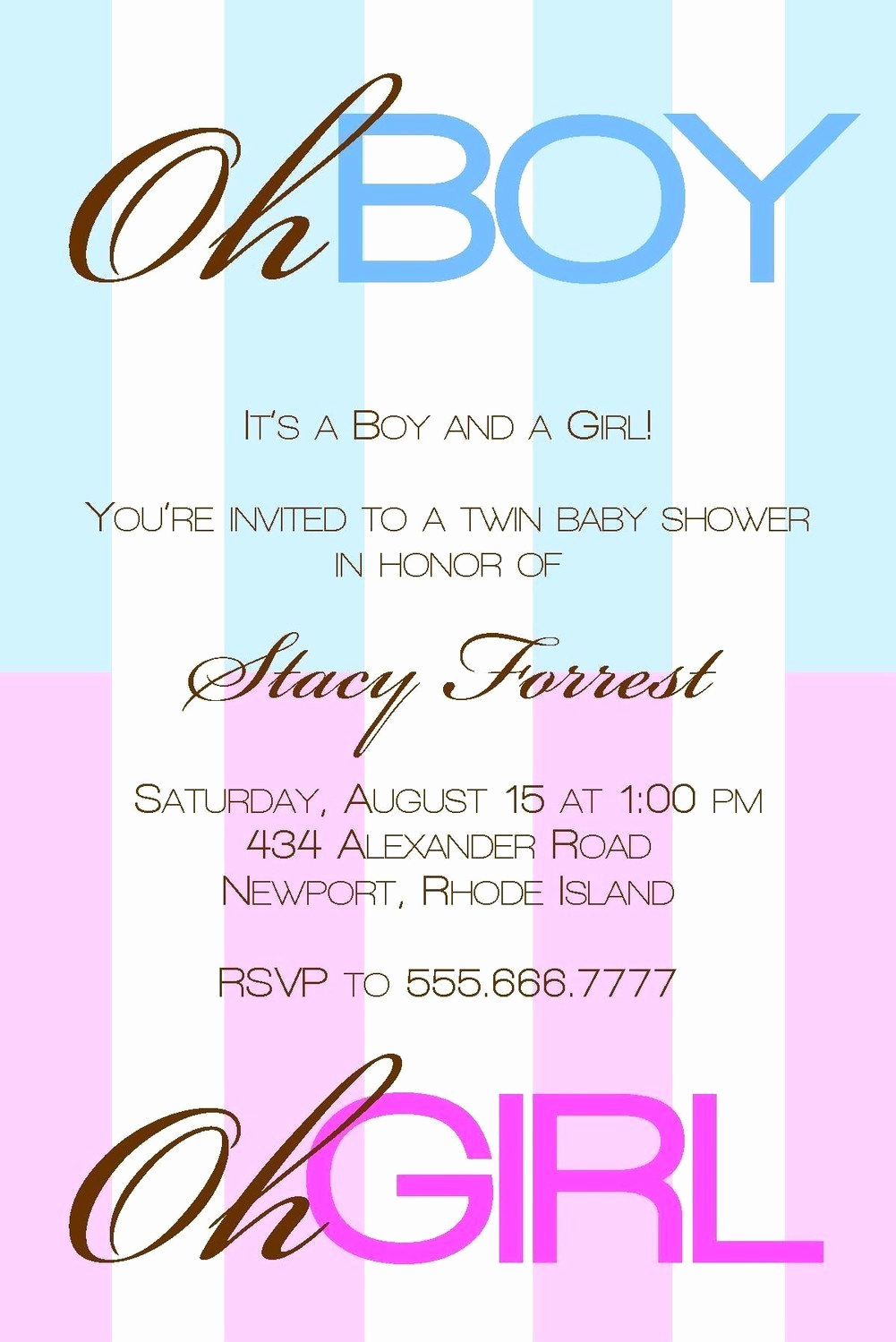 Twin Baby Shower Invitation Wording Lovely Twin Baby Shower Invitation Boy and Girl