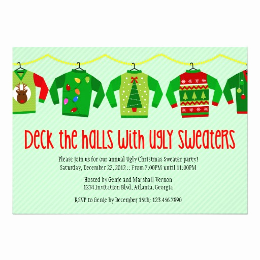 Ugly Christmas Party Invitation Awesome Ugly Christmas Sweater Holiday Party Invitation 5&quot; X 7