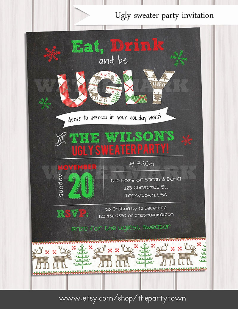Ugly Christmas Party Invitation Lovely Christmas Ugly Sweater Invitation Holiday Party Invitation