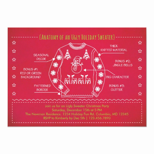 Ugly Christmas Party Invitation Luxury Funny Ugly Sweater Christmas Invitation