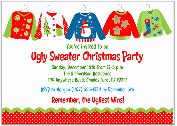 Ugly Christmas Sweater Invitation Luxury Christmas Party Invitations Ugly Sweater