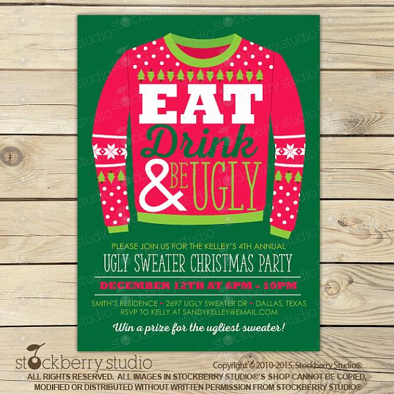 Ugly Christmas Sweater Invitation Template Lovely 27 Best Images About Christmas Printables On Pinterest
