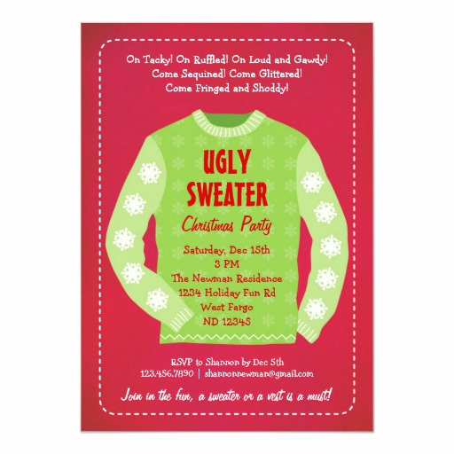 Ugly Sweater Christmas Party Invitation Elegant Ugly Sweater Holiday Party Invitation