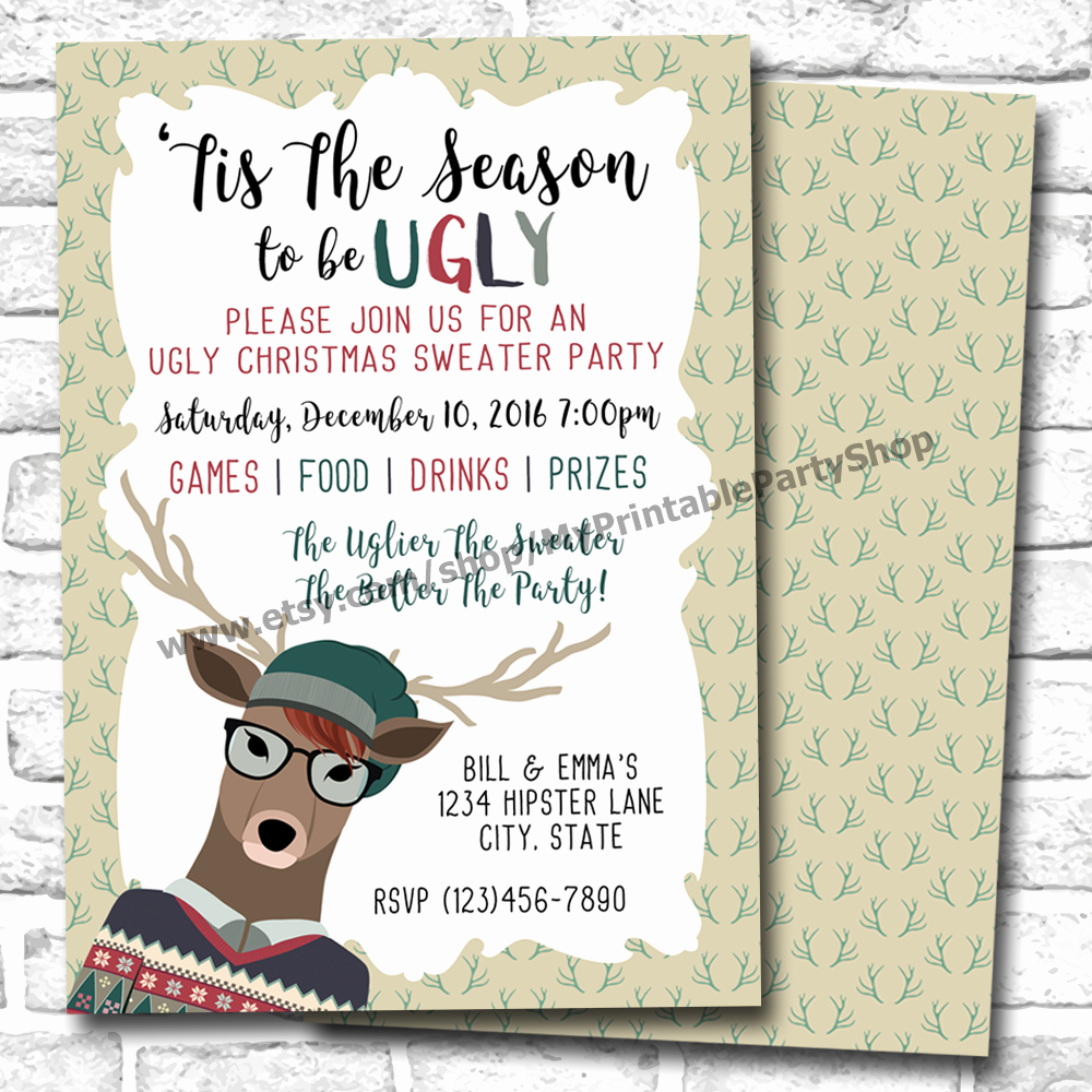 Ugly Sweater Invitation Template Free Best Of Ugly Christmas Sweater Party Invitations for the Most