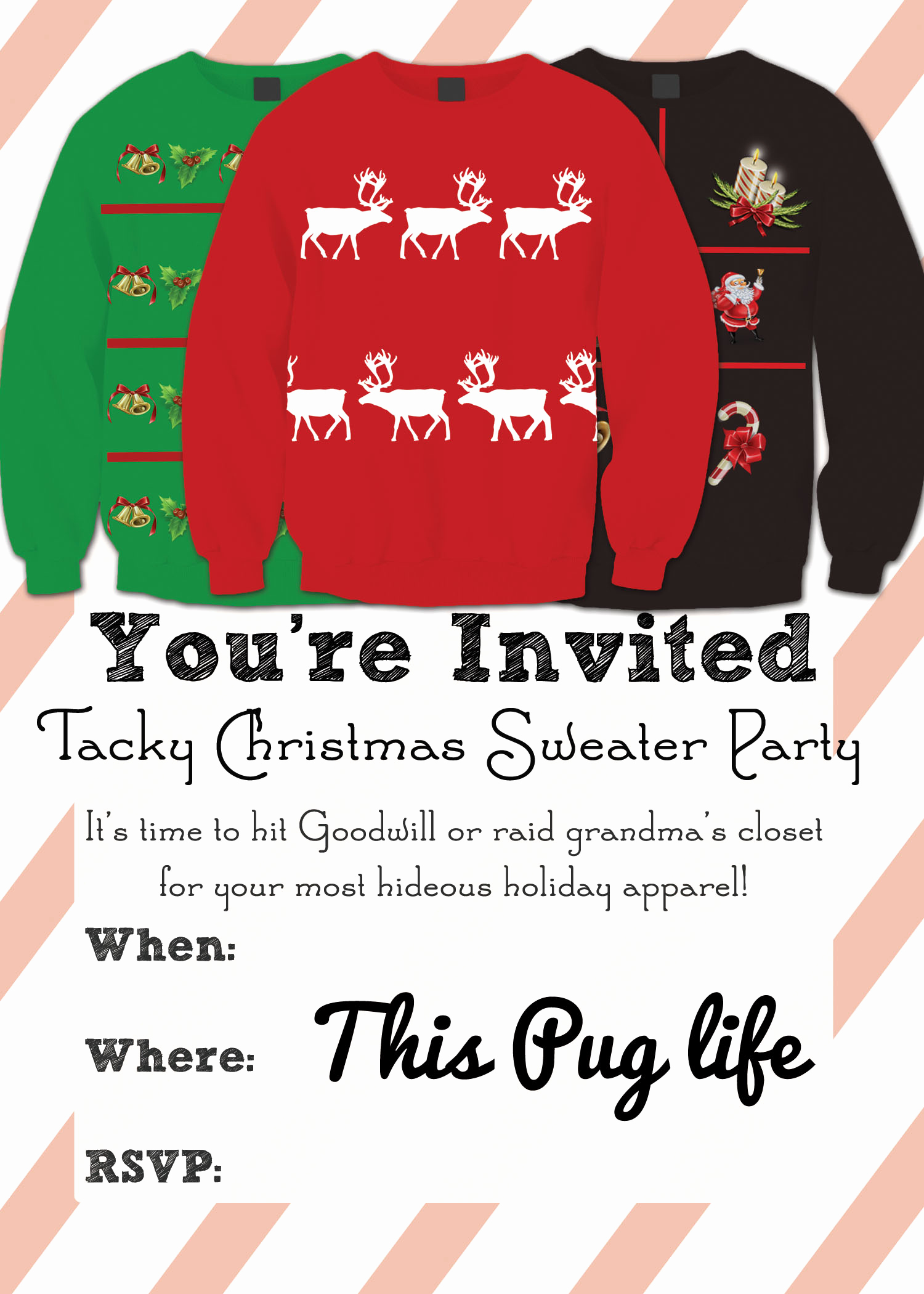 Ugly Sweater Invitation Template Free Unique Tacky Christmas Sweater Party Invitations – Free Printable