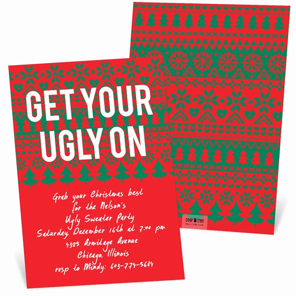 Ugly Sweater Party Invitation Awesome Ugly Sweater Holiday Party Invitation Pear Tree