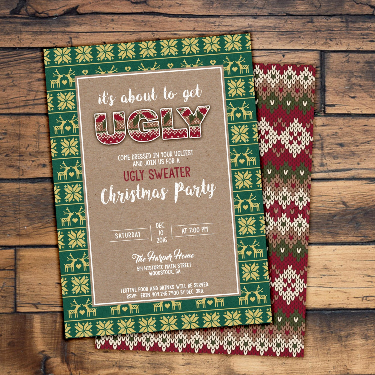 Ugly Sweater Party Invitation Elegant Ugly Sweater Christmas Party Invitation Digital File or