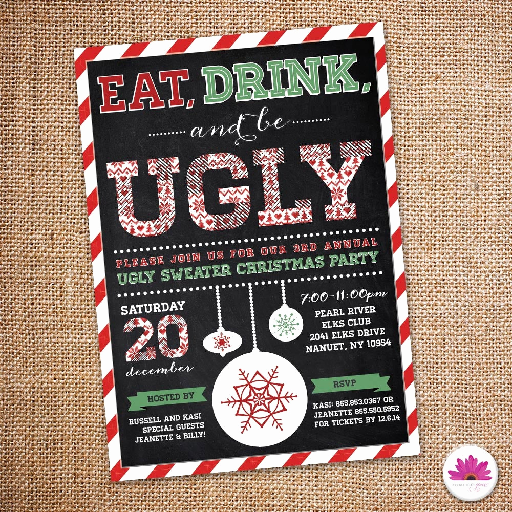 Ugly Sweater Party Invitation Elegant Ugly Sweater Holiday Party Invitation Digital File