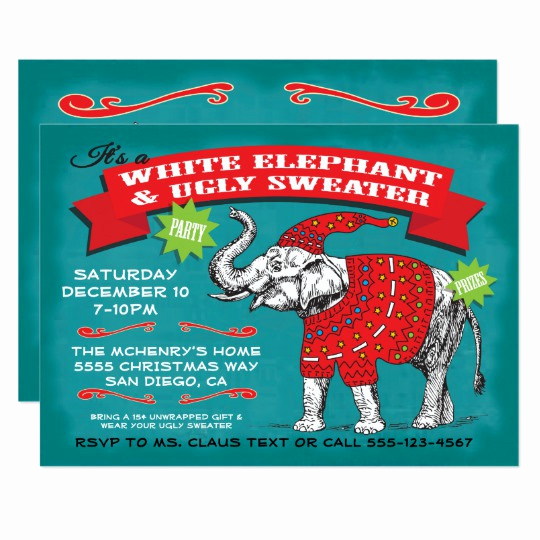 Ugly Sweater Party Invitation Elegant White Elephant Ugly Sweater Party Invitation