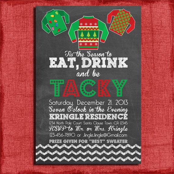 Ugly Sweater Party Invitation Free New Items Similar to Printable Chalk Style Holiday Ugly