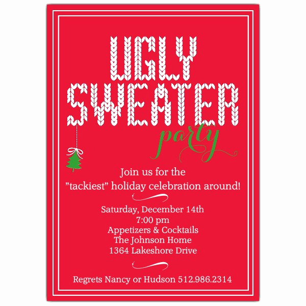 Ugly Sweater Party Invitation Fresh Ugly Sweater Holiday Party Invitations