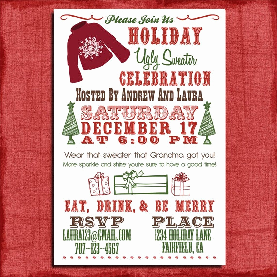 Ugly Sweater Party Invitation Inspirational Holiday Christmas Ugly Sweater Party Invitation 4x6