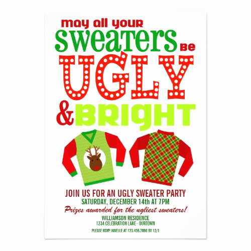 Ugly Sweater Party Invitation Templates Luxury Ugly Christmas Sweater Party Invitations