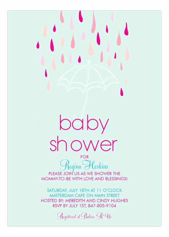 Umbrella Baby Shower Invitation Beautiful Baby Shower for Girls Umbrella Invitation