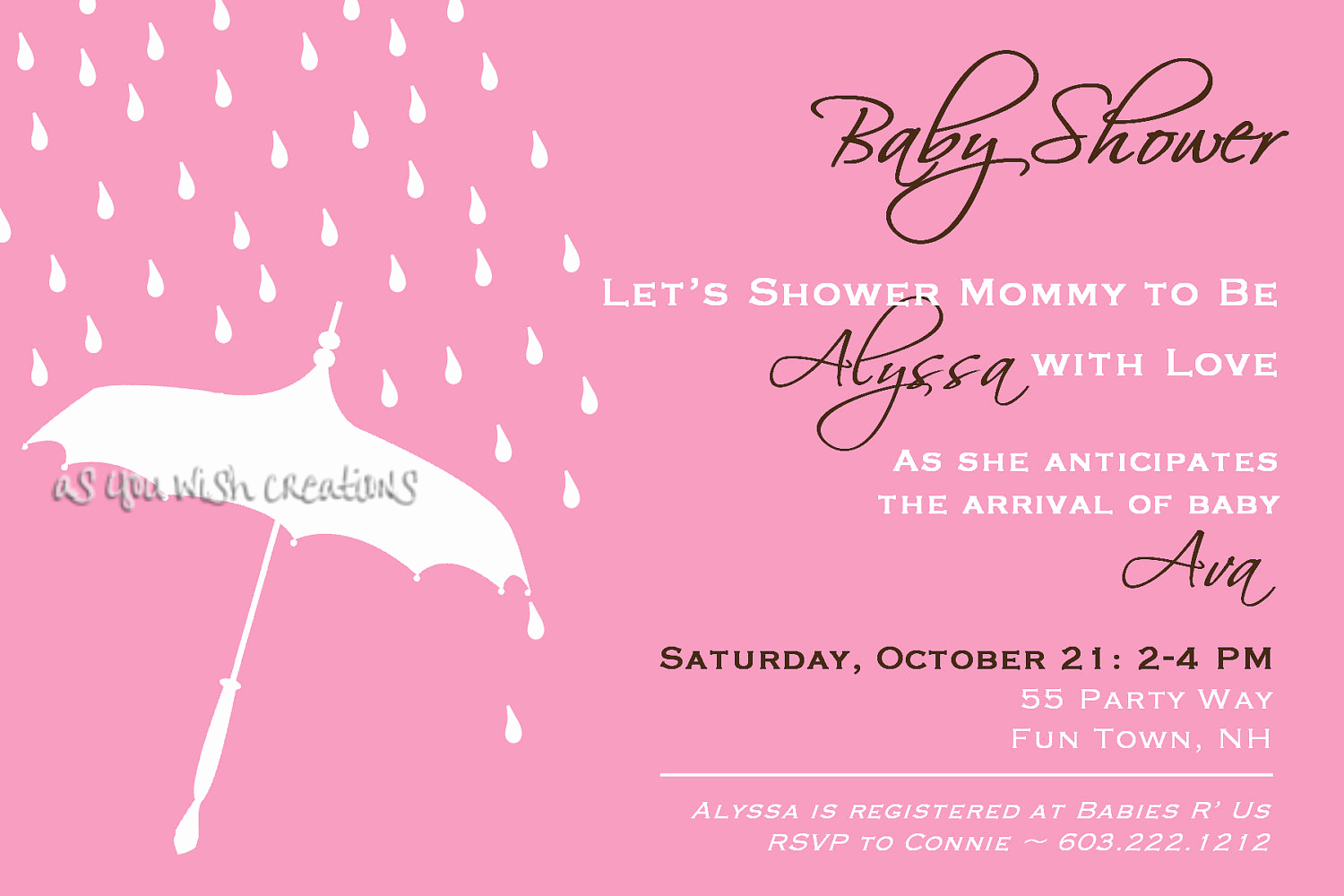 Umbrella Baby Shower Invitation Best Of Baby Shower Invitation Umbrella Rain by asyouwishcreations4u