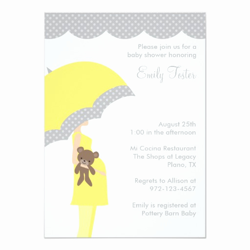 yellow umbrella baby shower invitations