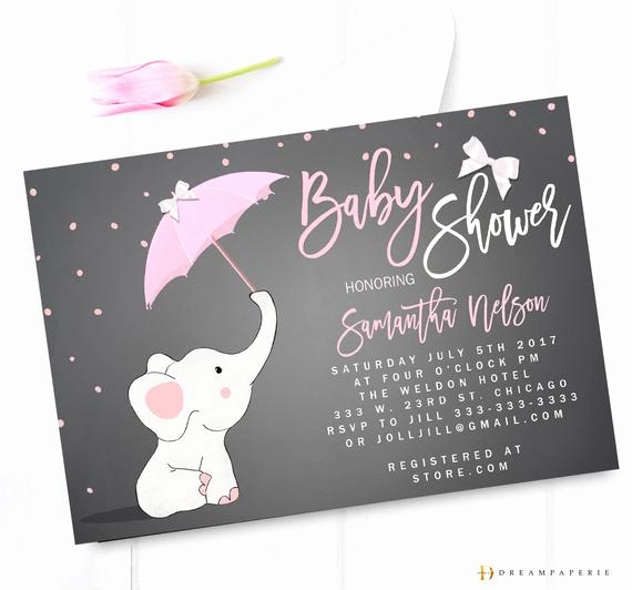 Umbrella Baby Shower Invitation Inspirational Elephant Baby Shower Invitation Umbrella Elephant Baby