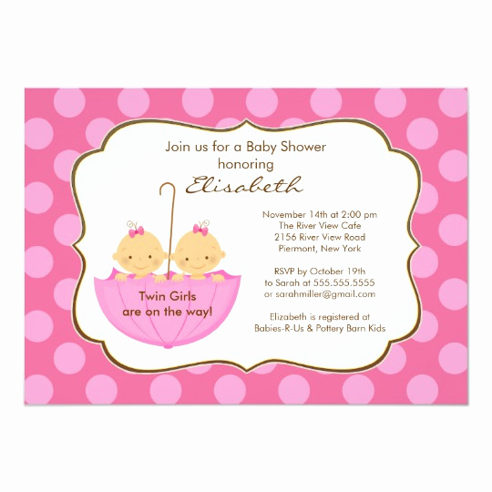 Umbrella Baby Shower Invitation Lovely Twins Girls Umbrella Baby Shower Invitation Pink