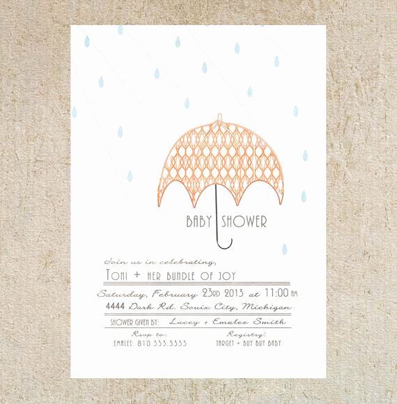 Umbrella Baby Shower Invitation Lovely Umbrella Baby Shower Invitation Template