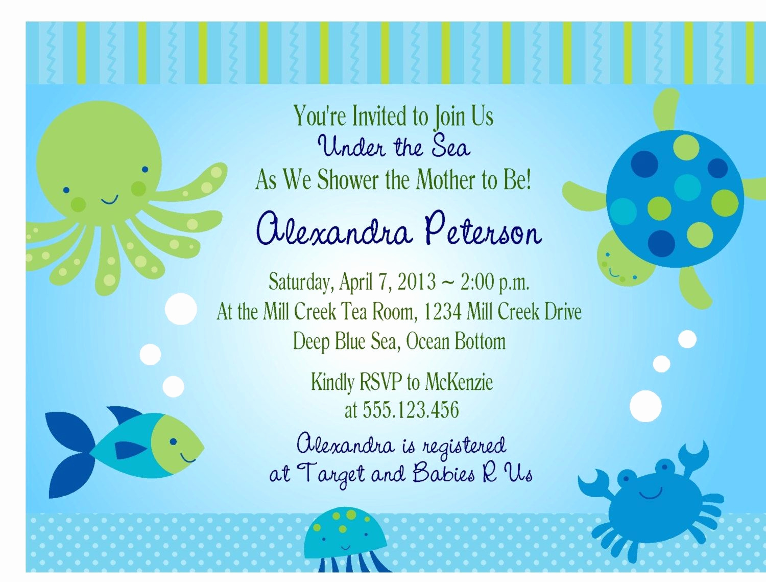 Under the Sea Invitation Template Luxury Under the Sea Baby Shower Invitations Free Templates