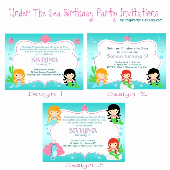 Under the Sea Invitation Templates Unique Under the Sea Mermaid Invitations Printable Birthday Girl