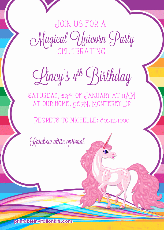 Unicorn Birthday Invitation Templates Beautiful Rainbows and Unicorn Birthday Printables ← Wedding
