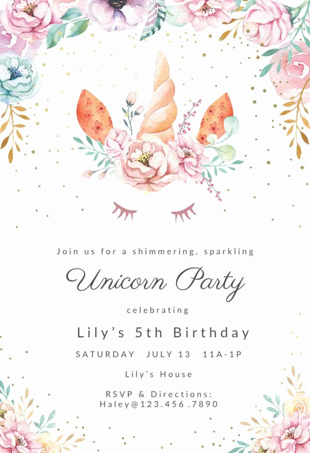 Unicorn Invitation Template Free Lovely Girls Birthday Invitation Templates Free