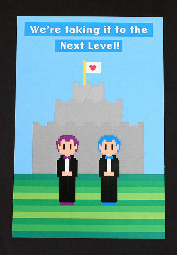 Video Game Wedding Invitation Inspirational Gay Video Game Wedding Invitation Postcard Style 8 Bit